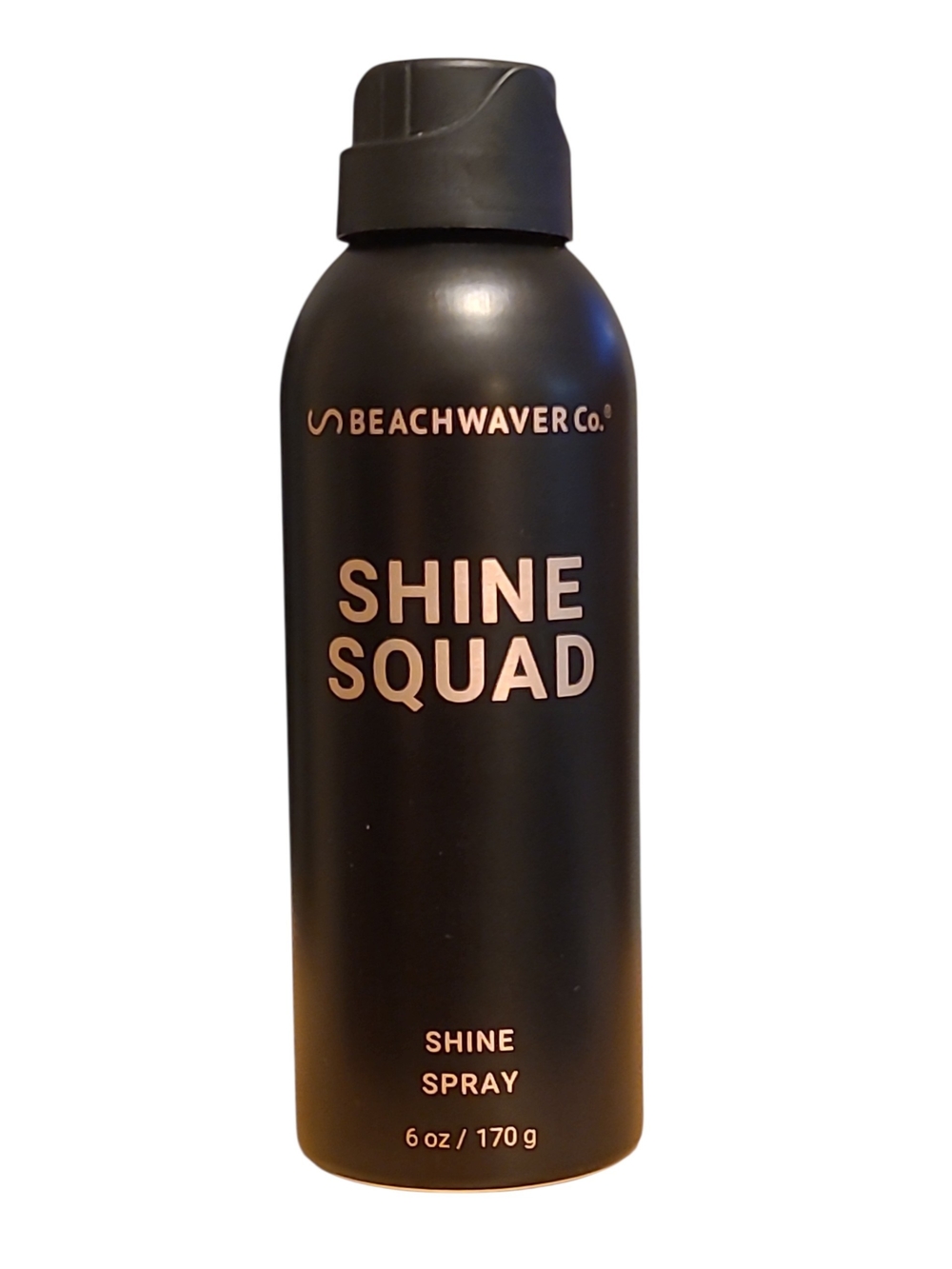 The Beachwaver Co. Shine Squad Spray - Black with Rose Gold Text